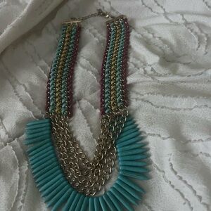 Turquoise and Gold Statement Necklace
